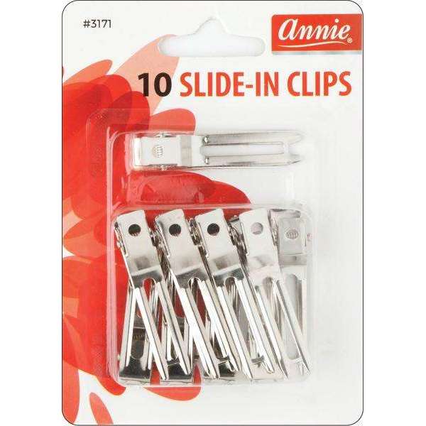 Annie Slide-In Metal Hair Clips, 10 Count, Silver