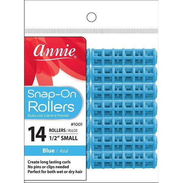 Annie Snap-On Hair Rollers 1/2 Inch Small, 14 Count,  Blue
