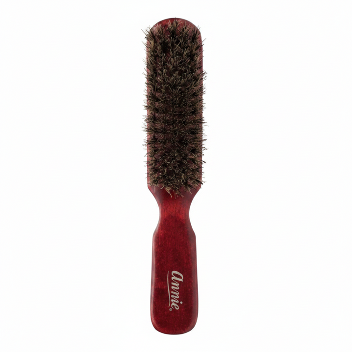Annie Soft 5 Row 100% Boar Bristle Wooden Daily Brush, 1 Count, Dark Brown