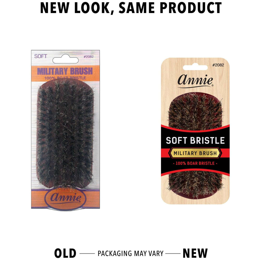 Annie Soft Military Brush 100% Pure Boar Bristles, Dark Brown