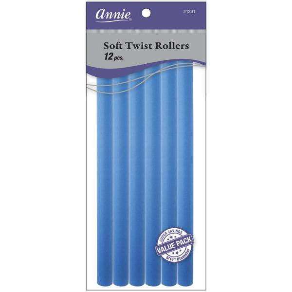 Annie Soft Twist Rollers 9/16 Inch, 12 Count Value Pack, Blue