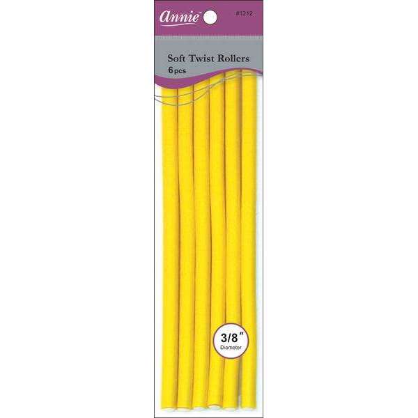 Annie Soft Twist Hair Rollers 3/8 Inch, 6 Count, Yellow