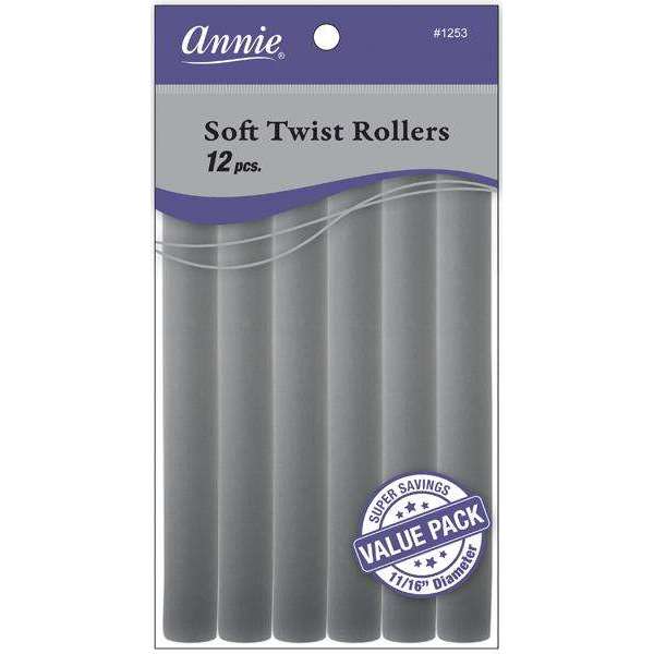 Annie Soft Twist Rollers 11/16 Inch, 12 Count Value Pack, Gray