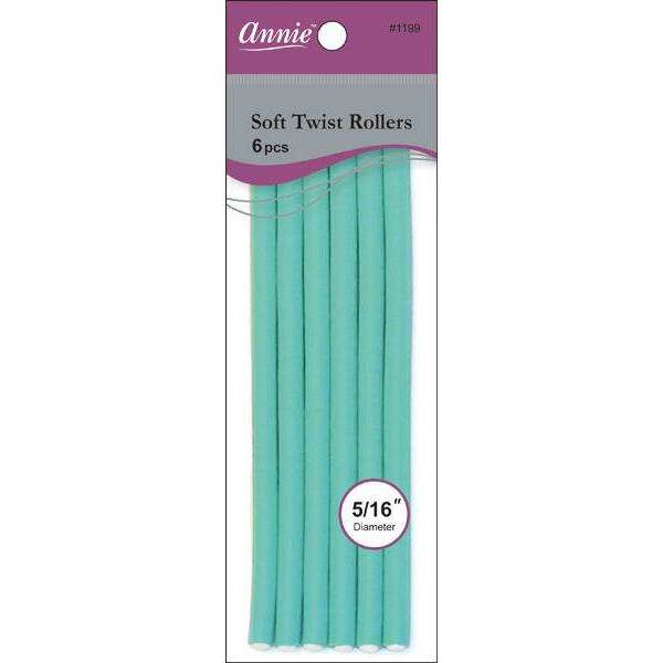 Annie Soft Twist Hair Rollers 5/16 Inch, 6 Count, Green