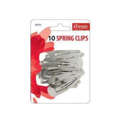 Annie Spring Metal Hair Clips 5cm, 10 Count, Silver