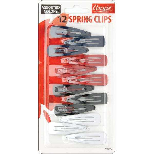 Annie Spring Metal Hair Clips 5cm, 12 Count, Assorted Colors