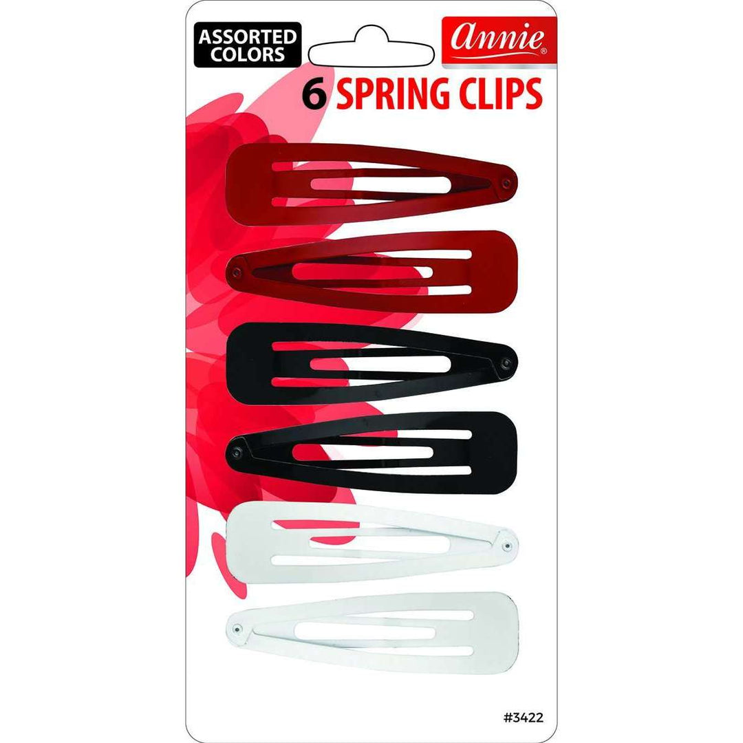 Annie Spring Hair Clips, 6 Count, Assorted Colors