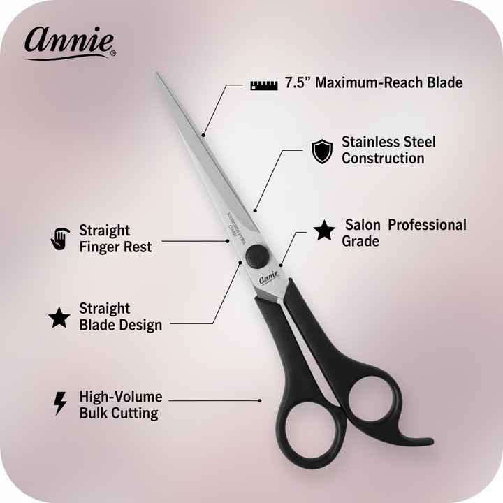 Annie Stainless Steel Hair Shears 7.5 Inch, 1 Count, Black