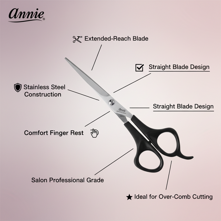 Annie Stainless Steel Hair Shears 7 Inch, 1 Count, Black