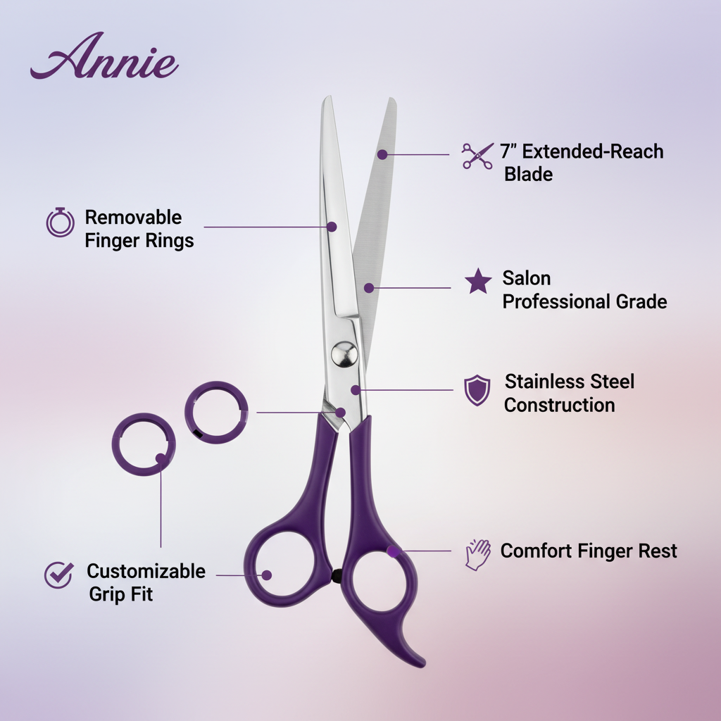 Annie Stainless Steel Hair Shears 7 Inch, 1 Count, Purple