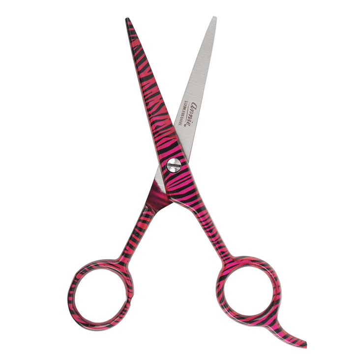 Annie Stainless Steel Straight Hair Shears 5.5 Inch, 1 Count, Pink Zebra
