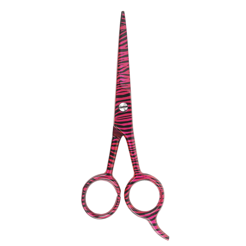 Annie Stainless Steel Straight Hair Shears 5.5 Inch, 1 Count, Pink Zebra