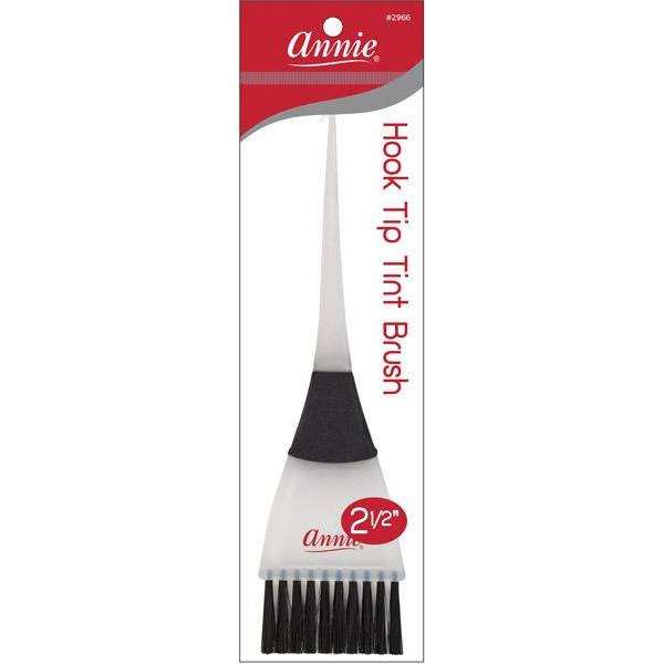 Annie Hair Tinting Brush with Hook Tip 2.5 Inch, 1 Count, White & Black