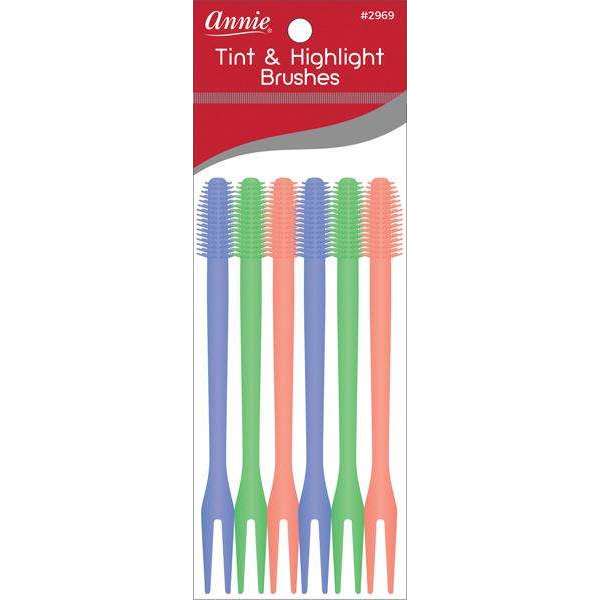Annie Hair Tint & Highlight Brushes, 6 Count, Assorted Colors