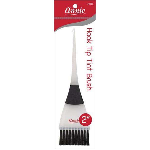 Annie Hair Tinting Brush with Hook Tip 2 Inch, 1 Count, White & Black
