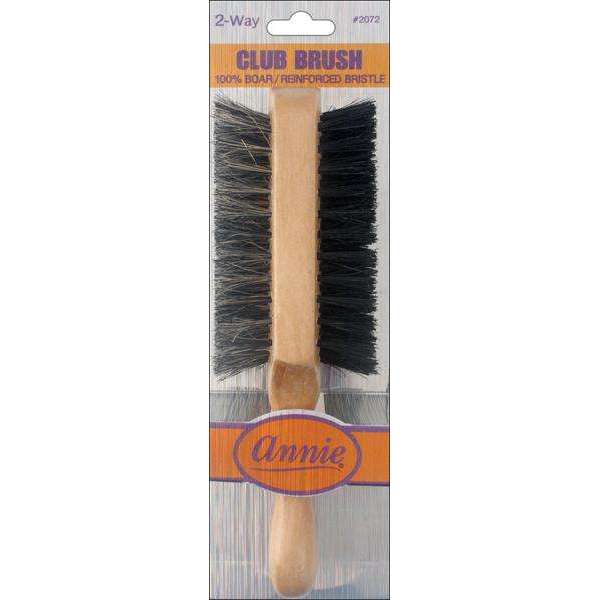 Annie Two Way Club Boar Bristle Brush, Soft and Hard, 1 Count, Light Brown