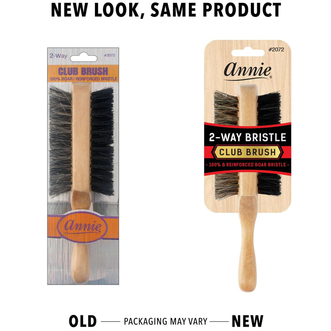 Annie Two Way Club Boar Bristle Brush, Soft and Hard, 1 Count, Light Brown