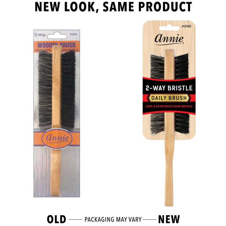 Annie Two Way 5 Row Soft and Hard Bristle Wooden Brush, 1 Count, Light Brown
