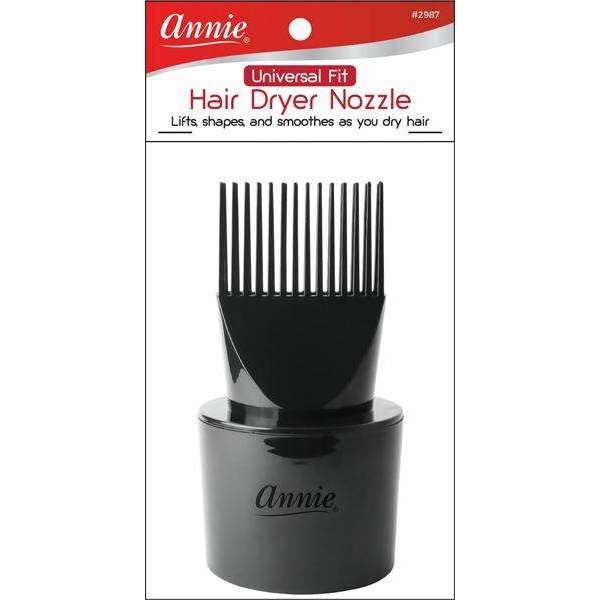 Annie Universal Fit Hair Dryer Nozzle, 1 Count, Black