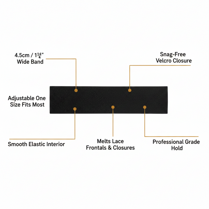 Annie Velcro Wig Band 4.5cm, 1 Count, Black