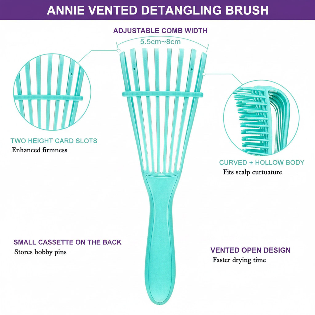 Annie Vented Detangler Brush Large, 1 Count, Assorted Colors