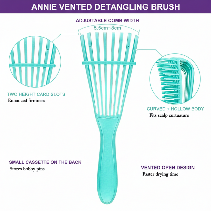 Annie Vented Detangler Brush Large, 1 Count, Assorted Colors