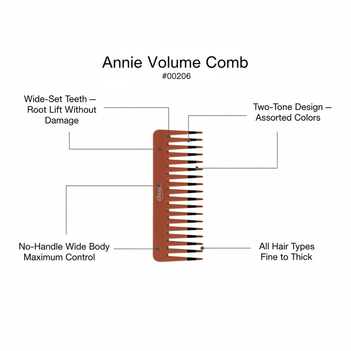 Annie Volume Comb, 1 Count, Assorted Colors