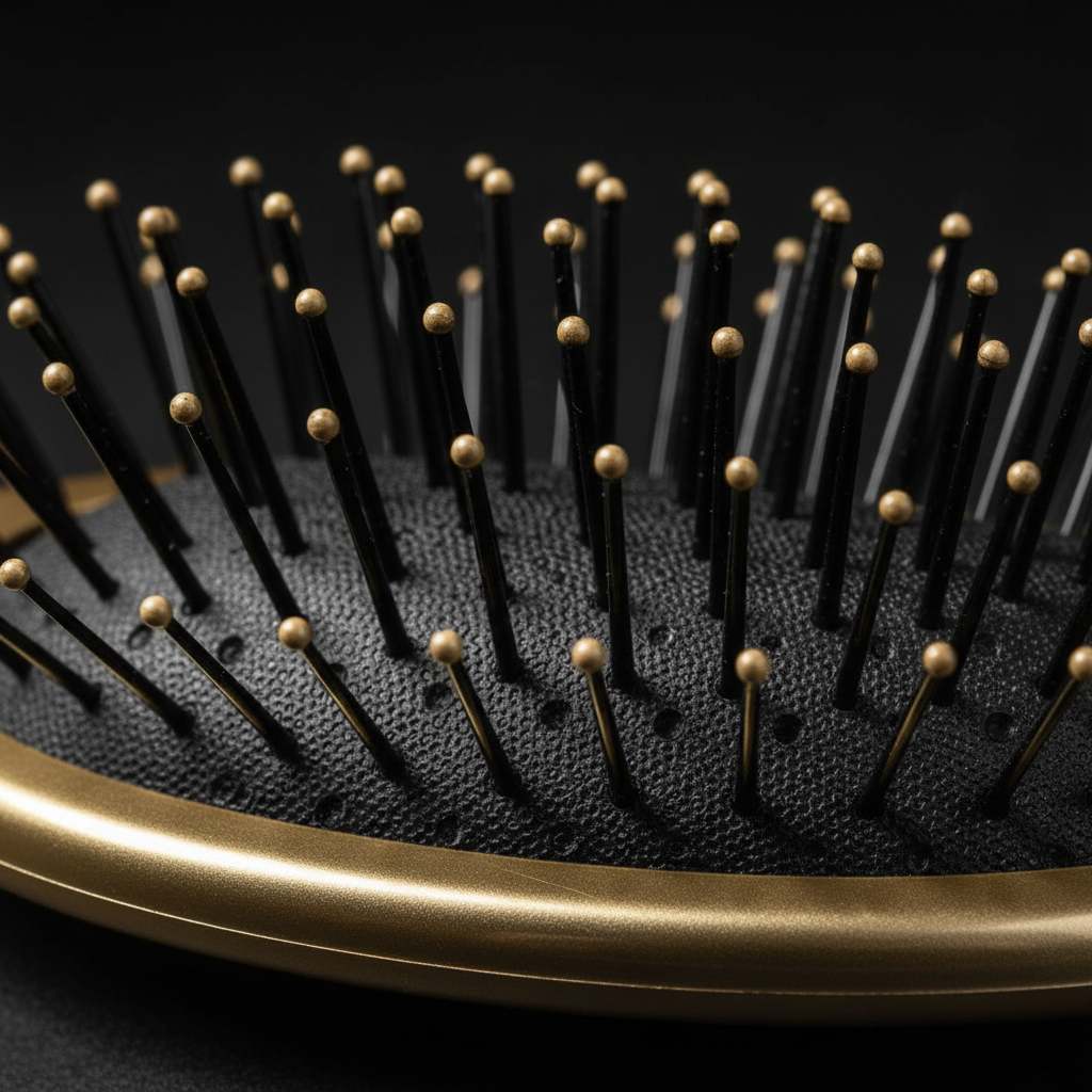 Annie Wet & Dry Oval Cushion Brush Flexible Bristle, 1 Count, Gold