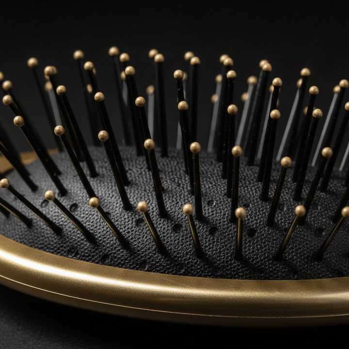 Annie Wet & Dry Oval Cushion Brush Flexible Bristle, 1 Count, Gold