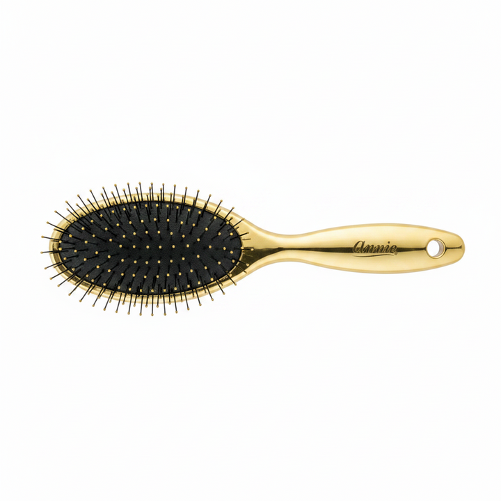 Annie Wet & Dry Oval Cushion Brush Flexible Bristle, 1 Count, Gold