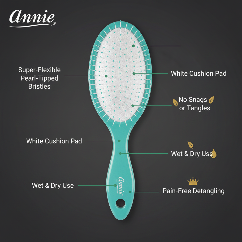 Annie Wet & Dry Pearl Brush, 1 Count, Teal