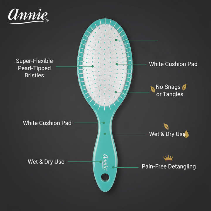 Annie Wet & Dry Pearl Brush, 1 Count, Teal