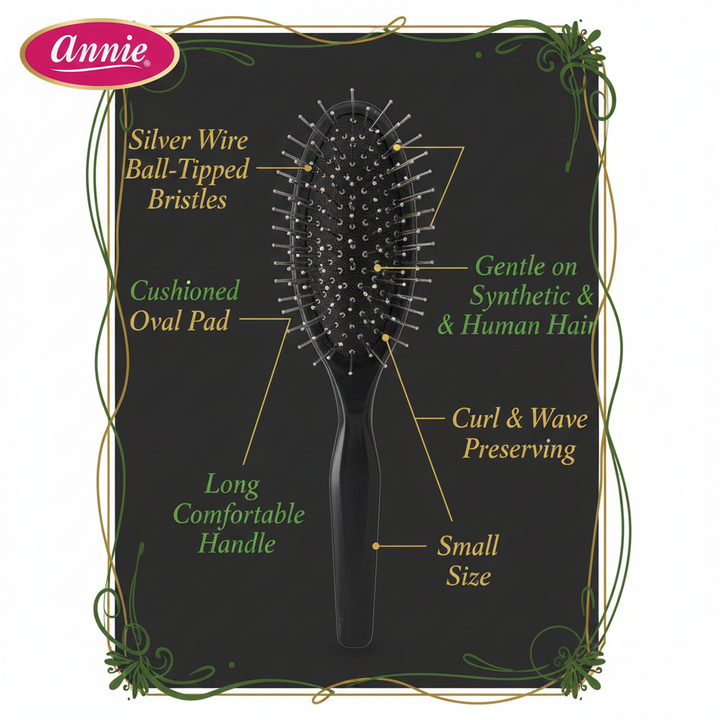 Annie Wire Cushion Wig Brush Small, 1 Count, Black