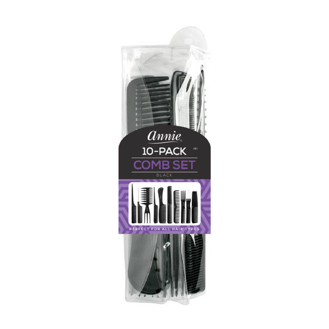 Annie Professional Comb Set, 10 Count, Black
