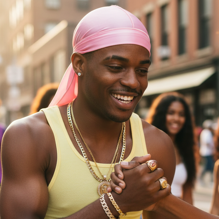 Mr. Durag Premium Deluxe Silky Durag, 1 Count, Pink