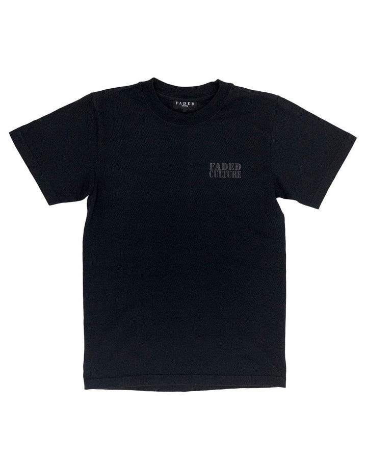 #color_black_black 7.5 oz. Max heavyweight garment dye, Prison T-shirt  oversized shirt with black print #color_black-black