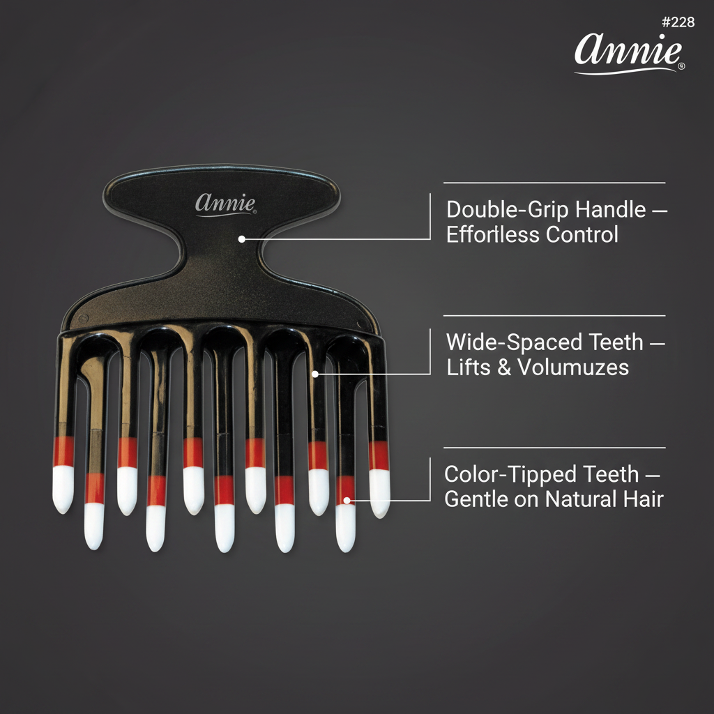 Annie Double Pik Comb Two-Tone, 1 Count, Black