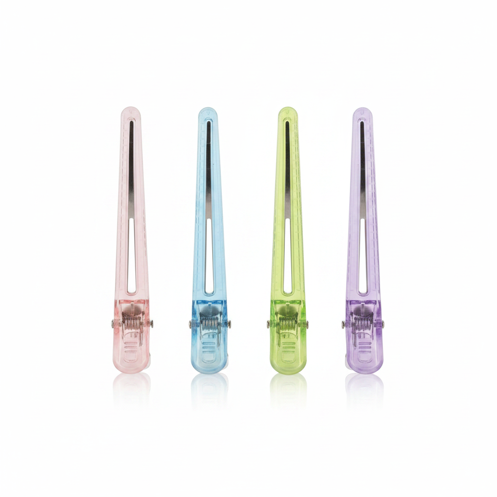 Annie Clear Section Hair Clips 4 Inch, 4 Count, Assorted Colors