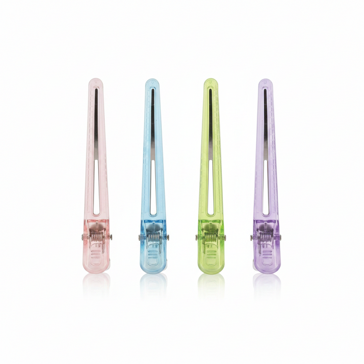 Annie Clear Section Hair Clips 4 Inch, 4 Count, Assorted Colors