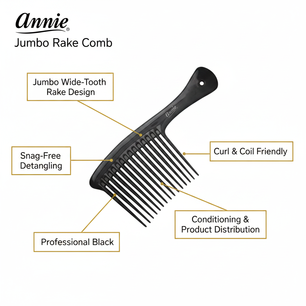 Annie Jumbo Rake Comb, 1 Count, Assorted Colors