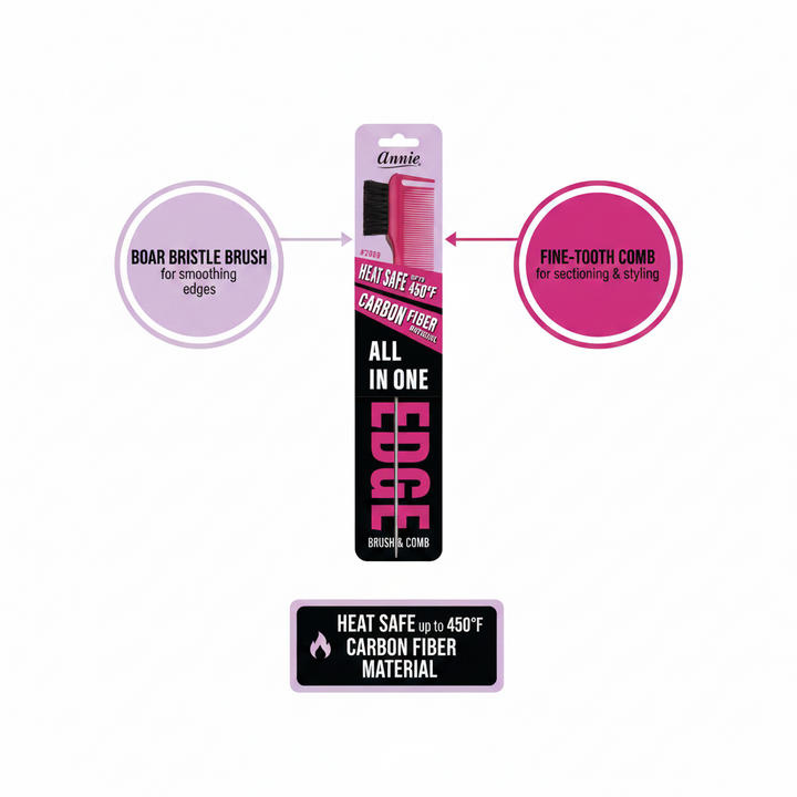Annie All In One Carbon Edge Brush & Comb, 1 Count, Assorted Colors