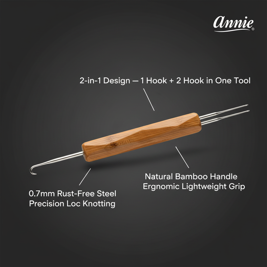 Annie Dreadlocks Crochet Needle 2 In 1 0.75mm, 1 Count, Wood