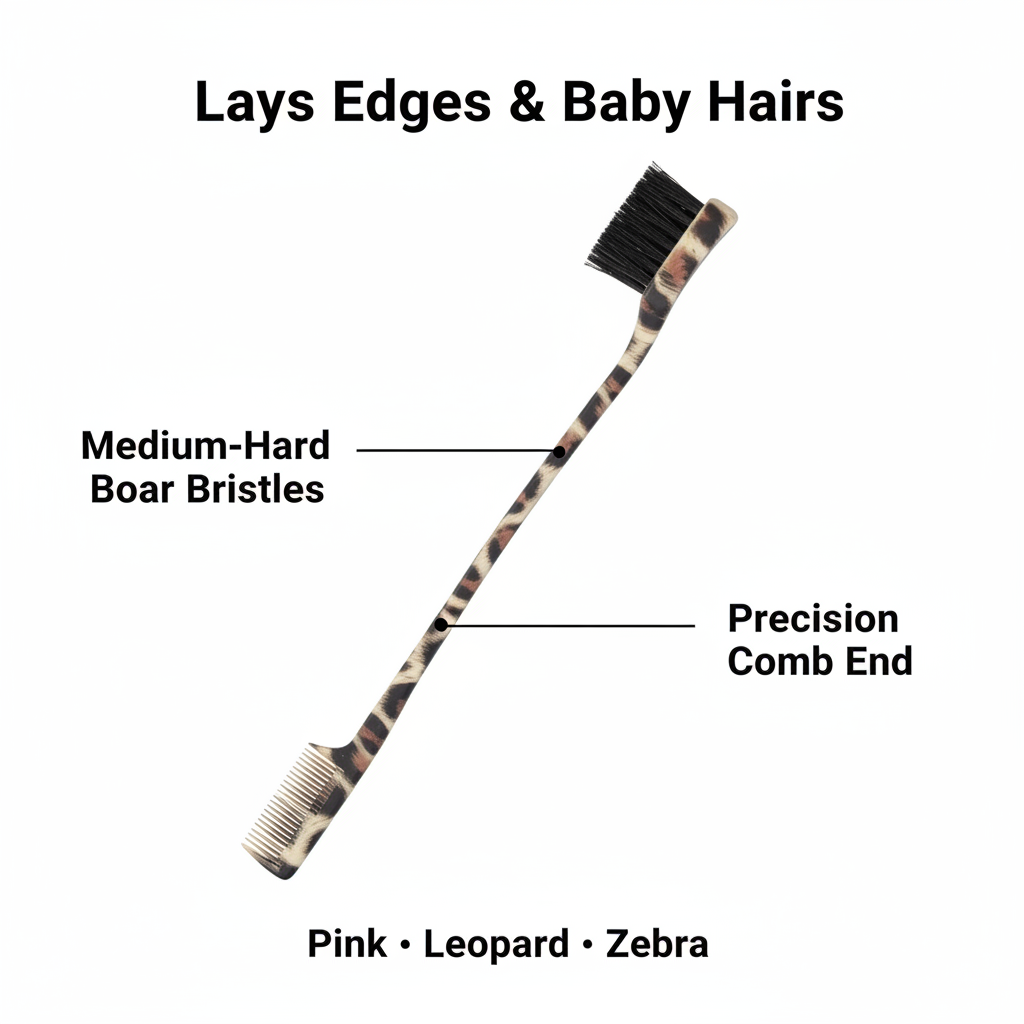 Joy Double-Sided Edge Brush and Comb, 1 Count, Assorted Animal Patterns