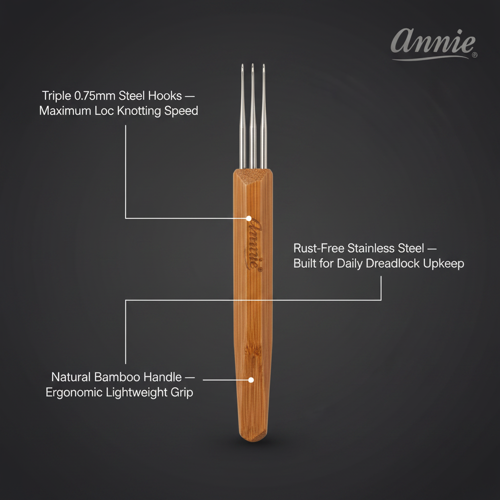 Annie Dreadlocks Crochet Needle 3 Hook 0.75mm, 1 Count, Wood