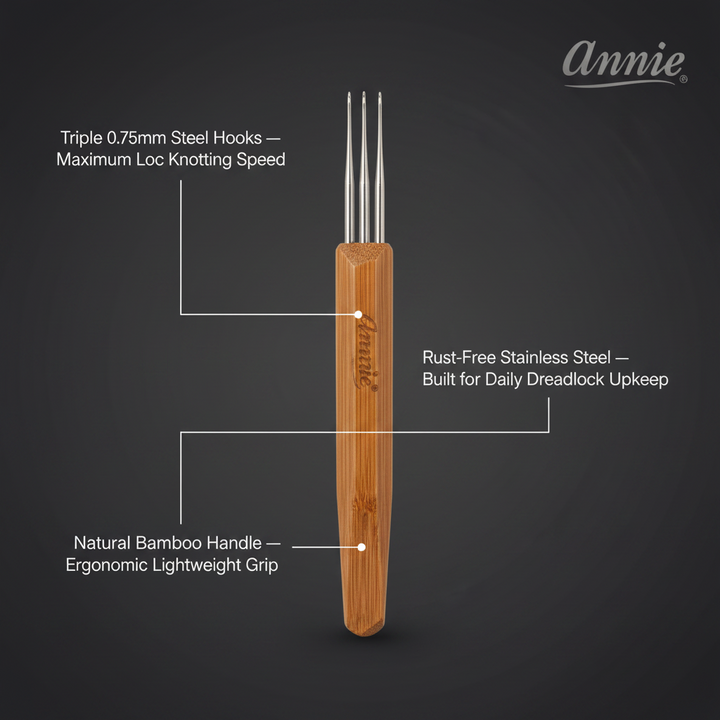 Annie Dreadlocks Crochet Needle 3 Hook 0.75mm, 1 Count, Wood