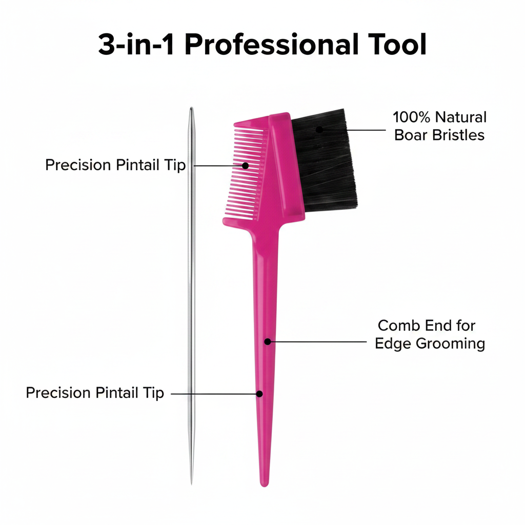 Joy 3 in 1 Pintail Edge Brush & Comb Jar, 24 Count, Assorted Colors