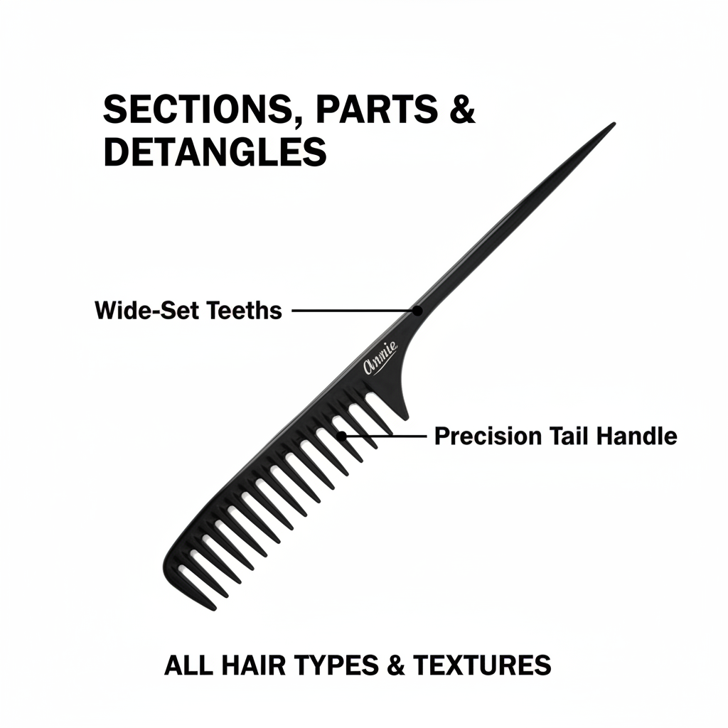 Annie Large Tail Comb, 1 Count, Black
