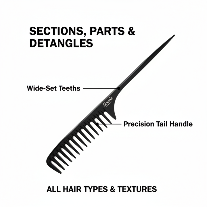Annie Large Tail Comb, 1 Count, Black