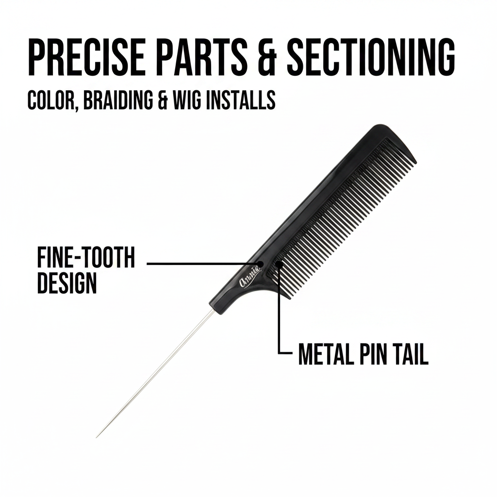 Annie Pin Tail Comb, 1 Count, Black