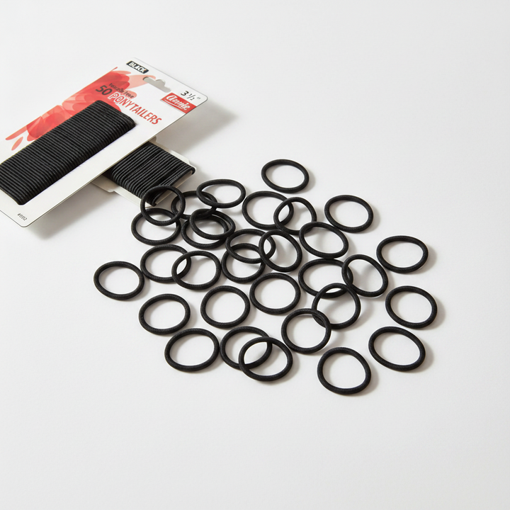 Annie Tangle Free Ponytailers Thin 3 1/2 Inch, 50 Count, Black